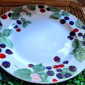 Vintage Stoneware Berries & Florals Plate Discontinued Cottage Core